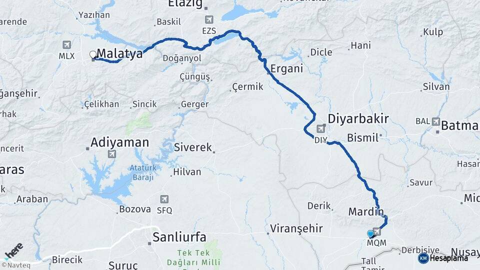 Mardin Kızıltepe Malatya Arası Kaç Km - Yol Haritası