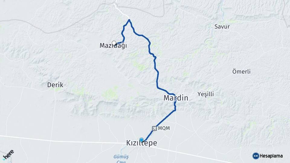 Mardin Kızıltepe Mazıdağı Arası Kaç Km - Yol Haritası