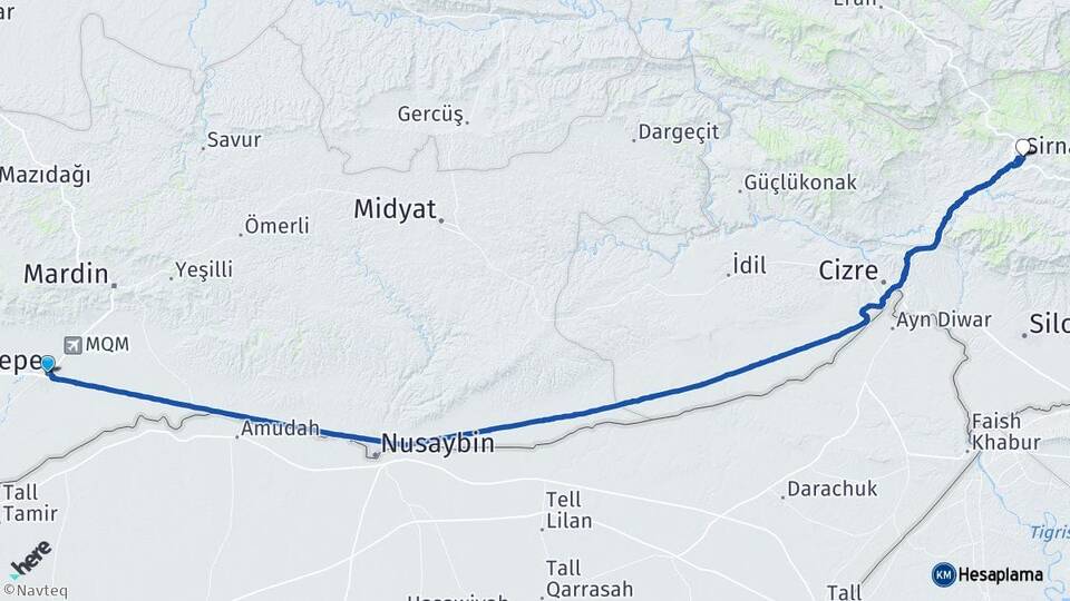 Mardin Kızıltepe Şırnak Arası Kaç Km - Yol Haritası
