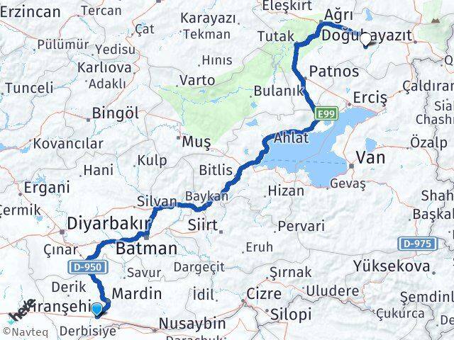 Mardin Kızıltepe Toklucak Diyadin Ağrı Arası Kaç Km - Yol Haritası