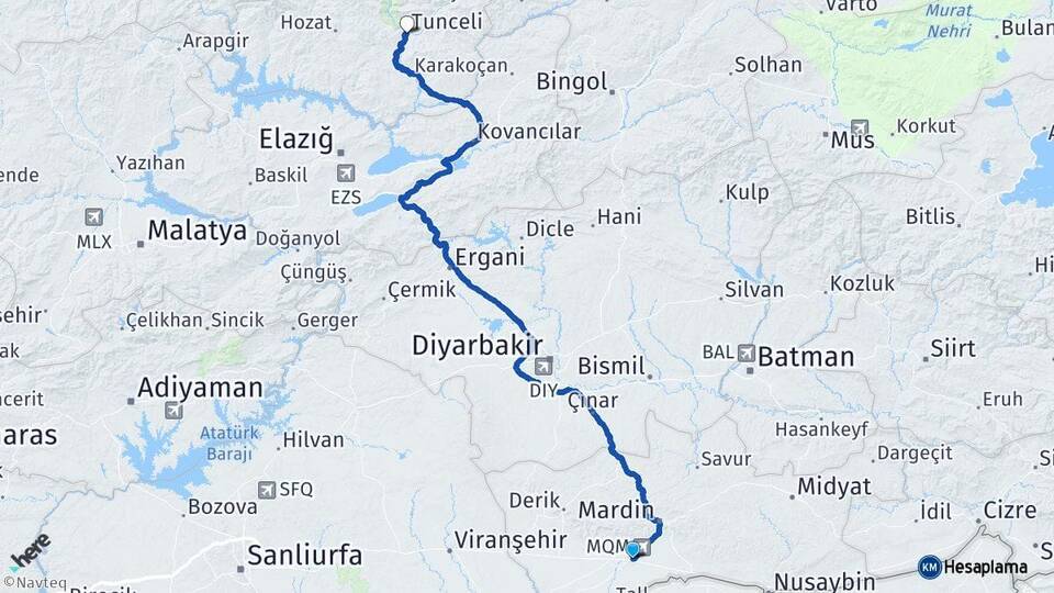 Mardin Kızıltepe Tunceli Arası Kaç Km - Yol Haritası