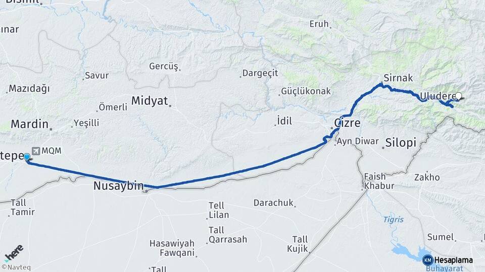 Mardin Kızıltepe Uludere Şırnak Arası Kaç Km - Yol Haritası