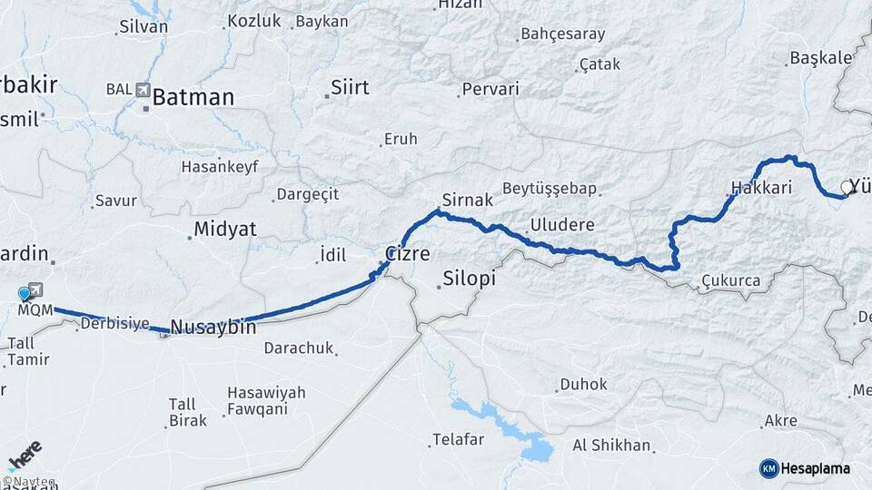 Mardin Kızıltepe Yüksekova Hakkari Arası Kaç Km - Yol Haritası