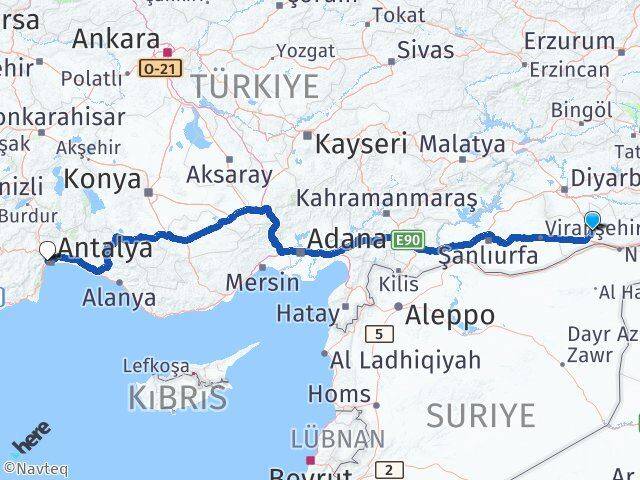 Mardin Konyaaltı Antalya Arası Kaç Km - Yol Haritası