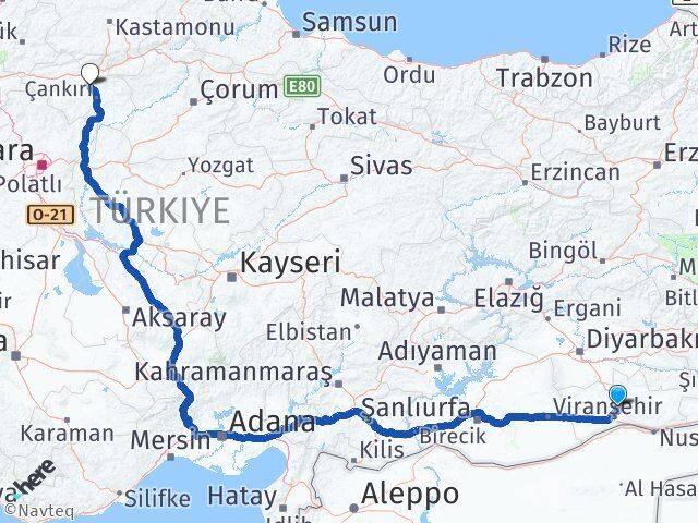 Mardin Korgun Çankırı Arası Kaç Km - Yol Haritası
