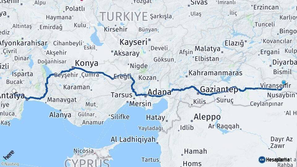 Mardin Korkuteli Antalya Arası Kaç Km - Yol Haritası