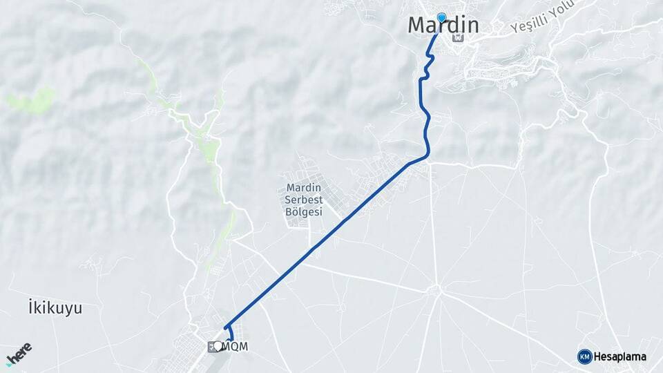Mardin Mardin Havalimanı Arası Kaç Km - Yol Haritası