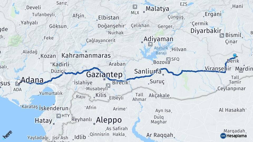 Mardin Mazıdağı Adana Arası Kaç Km - Yol Haritası