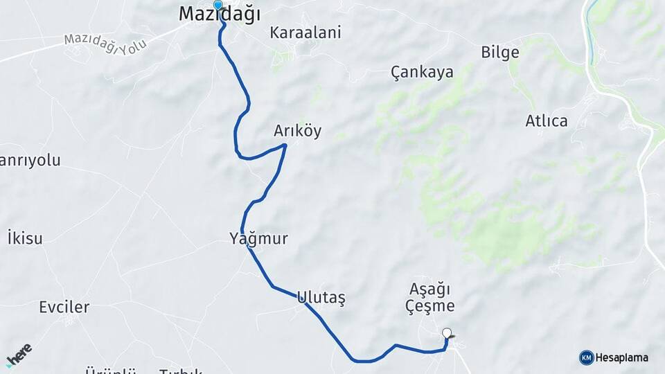 Mardin Mazıdağı Cevizlik Artuklu Arası Kaç Km - Yol Haritası