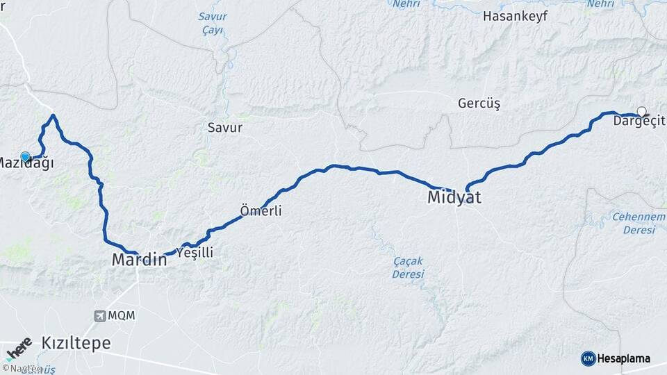 Mardin Mazıdağı Dargeçit Arası Kaç Km - Yol Haritası
