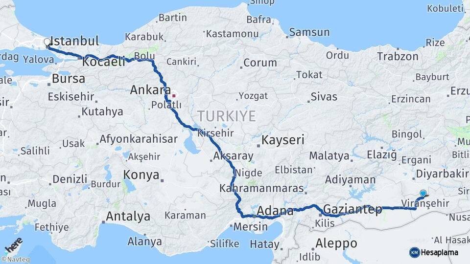 Mardin Mazıdağı İstanbul Arası Kaç Km - Yol Haritası
