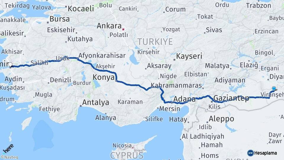 Mardin Mazıdağı İzmir Arası Kaç Km - Yol Haritası