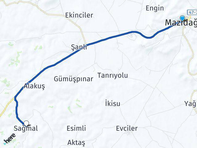 Mardin Mazıdağı Sağmal Mazıdağı Arası Kaç Km - Yol Haritası