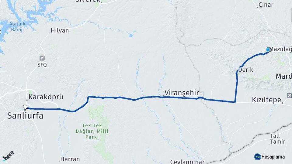 Mardin Mazıdağı Şanlıurfa Arası Kaç Km - Yol Haritası