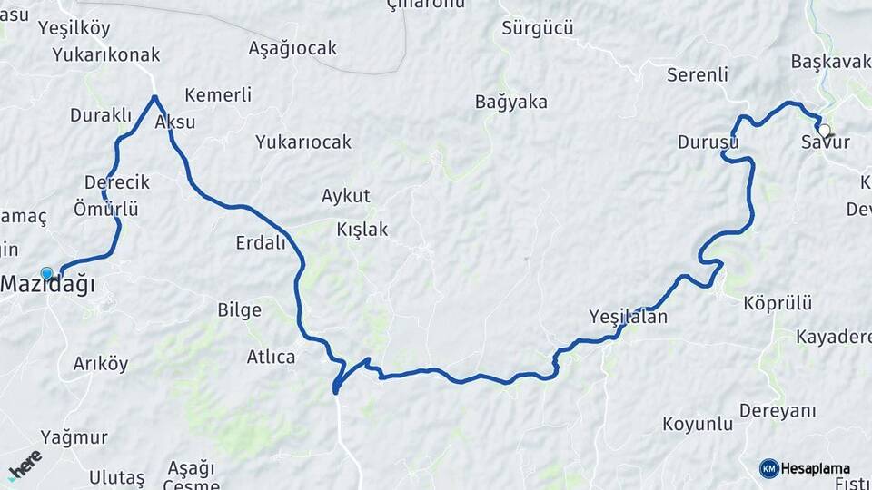 Mardin Mazıdağı Savur Arası Kaç Km - Yol Haritası