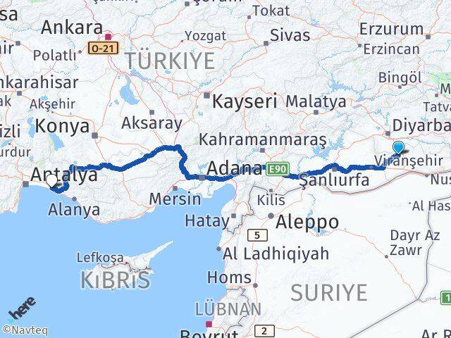 Mardin Mazıdağı Side Manavgat Antalya Arası Kaç Km - Yol Haritası