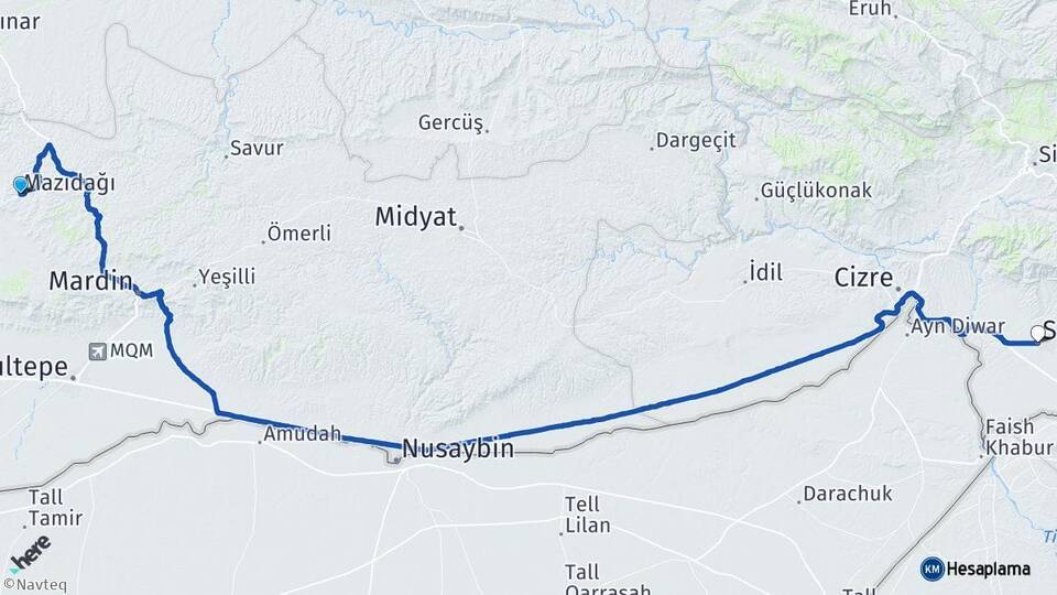 Mardin Mazıdağı Silopi Şırnak Arası Kaç Km - Yol Haritası