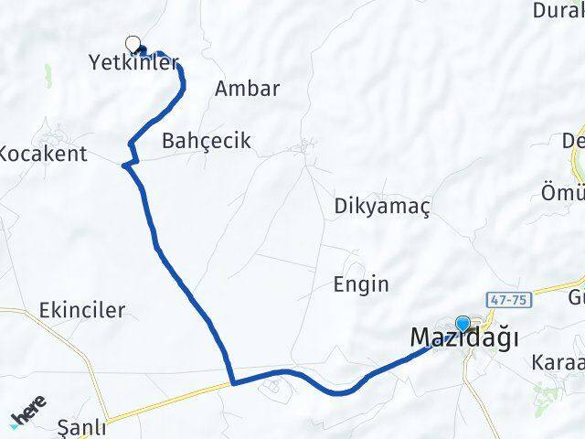 Mardin Mazıdağı Yetkinler Mazıdağı Arası Kaç Km - Yol Haritası