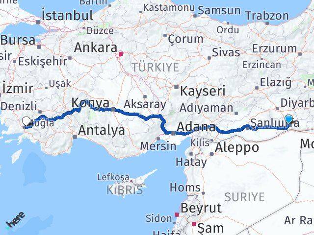 Mardin Menteşe Muğla Arası Kaç Km - Yol Haritası