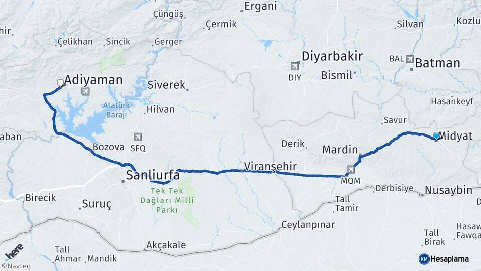 Mardin Midyat Adıyaman Arası Kaç Km - Yol Haritası
