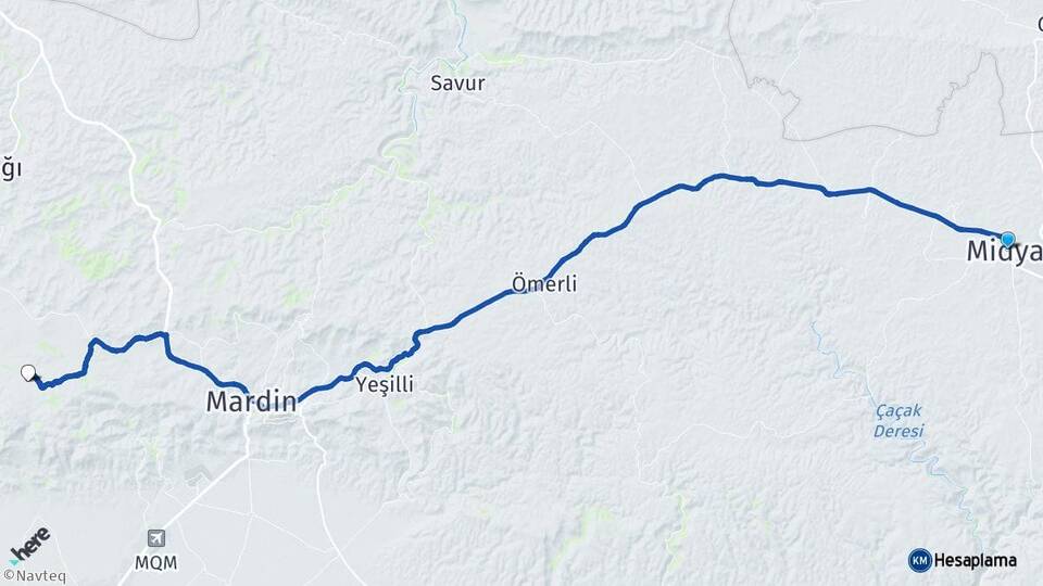Mardin Midyat Artuklu Arası Kaç Km - Yol Haritası