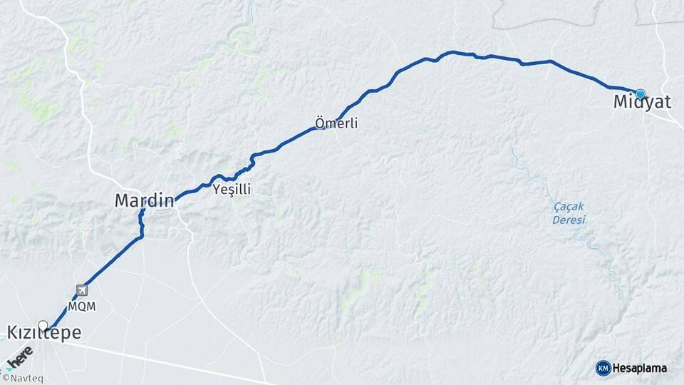 Mardin Midyat Kızıltepe Arası Kaç Km - Yol Haritası