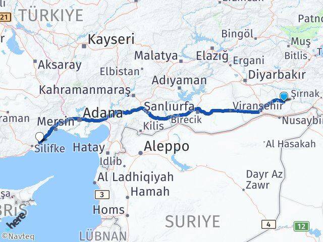 Mardin Midyat Kızkalesi Erdemli Mersin Arası Kaç Km - Yol Haritası