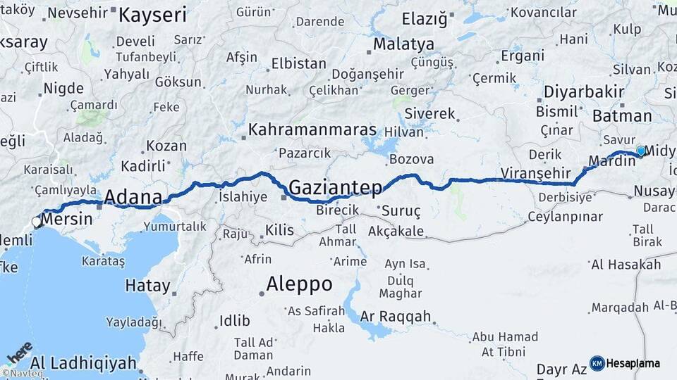 Mardin Midyat Mersin Arası Kaç Km - Yol Haritası