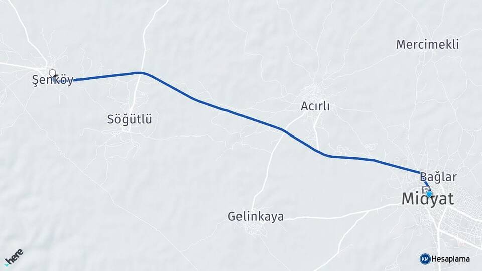 Mardin Midyat Şenköy Midyat Arası Kaç Km - Yol Haritası