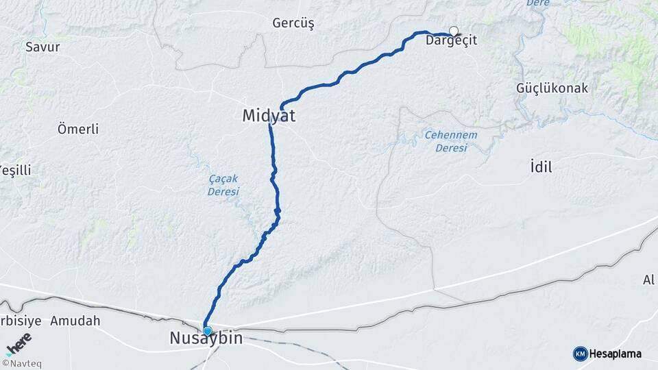 Mardin Nusaybin Dargeçit Arası Kaç Km - Yol Haritası
