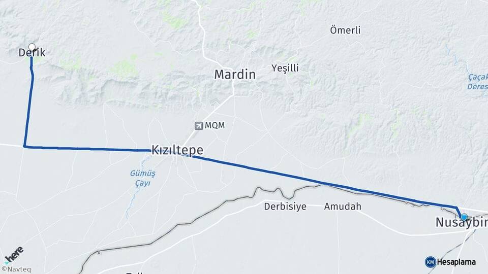 Mardin Nusaybin Derik Arası Kaç Km - Yol Haritası