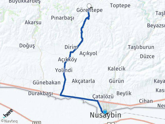 Mardin Nusaybin Görentepe Nusaybin Arası Kaç Km - Yol Haritası