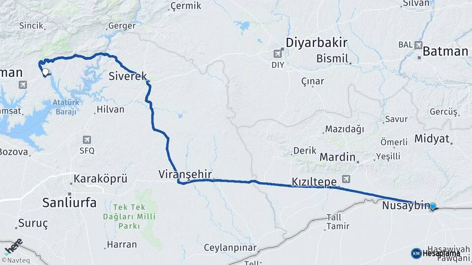 Mardin Nusaybin Kahta Adıyaman Arası Kaç Km - Yol Haritası