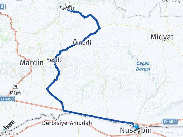Mardin Nusaybin Savur Arası Kaç Km - Yol Haritası