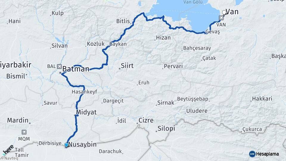 Mardin Nusaybin Van Arası Kaç Km - Yol Haritası