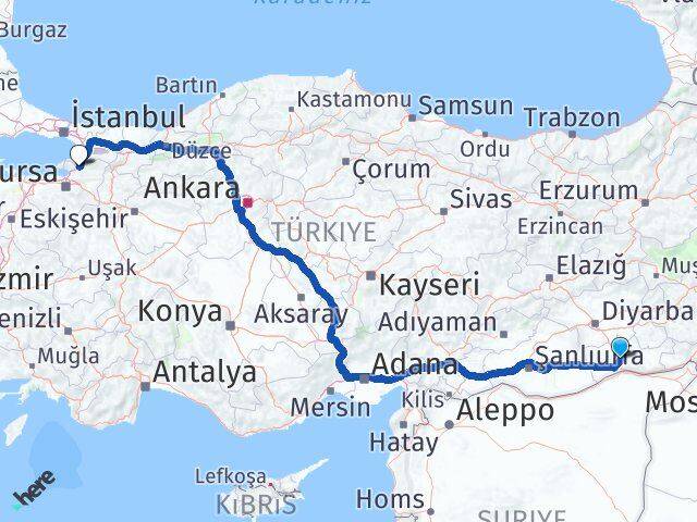 Mardin Orhangazi Bursa Arası Kaç Km - Yol Haritası