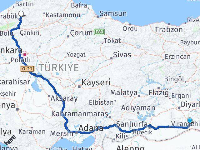 Mardin Safranbolu Karabük Arası Kaç Km - Yol Haritası