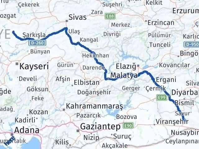 Mardin Sarıkaya Yozgat Arası Kaç Km - Yol Haritası