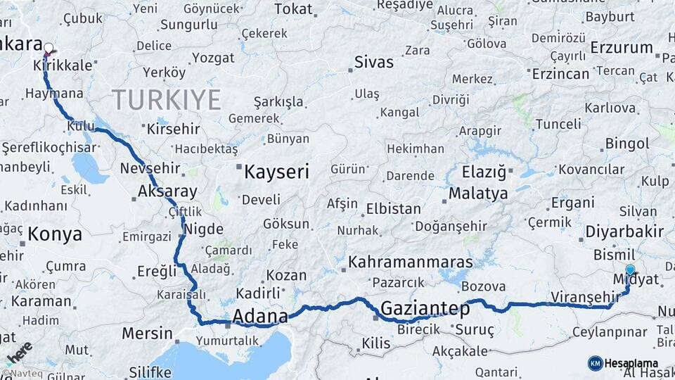 Mardin Savur Ankara Arası Kaç Km - Yol Haritası