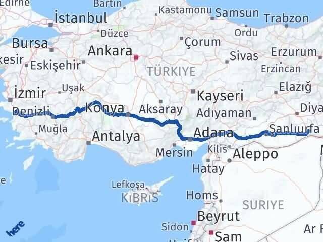 Mardin Selçuk İzmir Arası Kaç Km - Yol Haritası