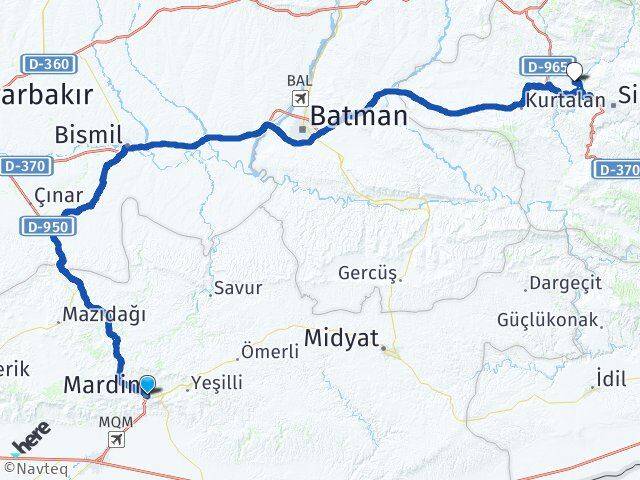 Mardin Siirt Havalimanı Arası Kaç Km - Yol Haritası