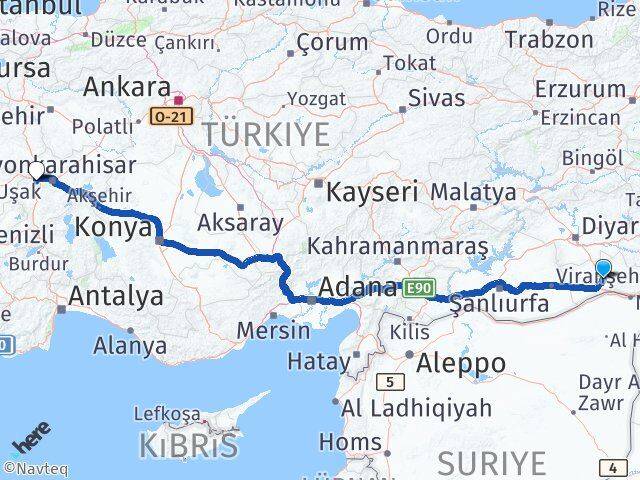 Mardin Sinanpaşa Afyonkarahisar Arası Kaç Km - Yol Haritası