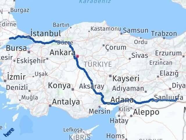 Mardin Süleymanpaşa Tekirdağ Arası Kaç Km - Yol Haritası
