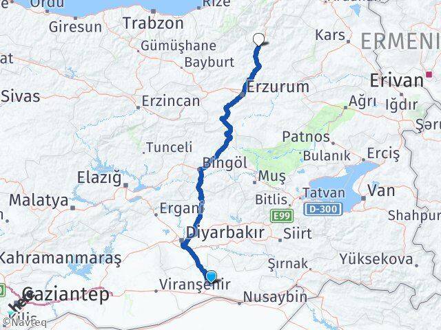 Mardin Uzundere Erzurum Arası Kaç Km - Yol Haritası