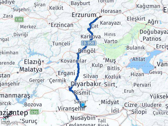 Mardin Yakutiye Erzurum Arası Kaç Km - Yol Haritası