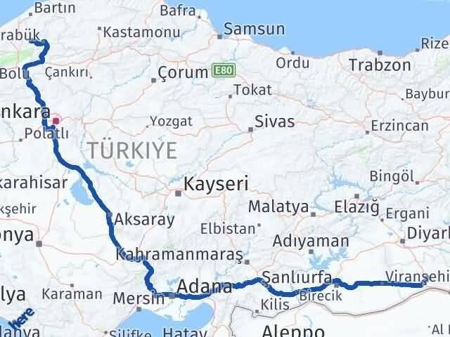 Mardin Yenice Karabük Arası Kaç Km - Yol Haritası