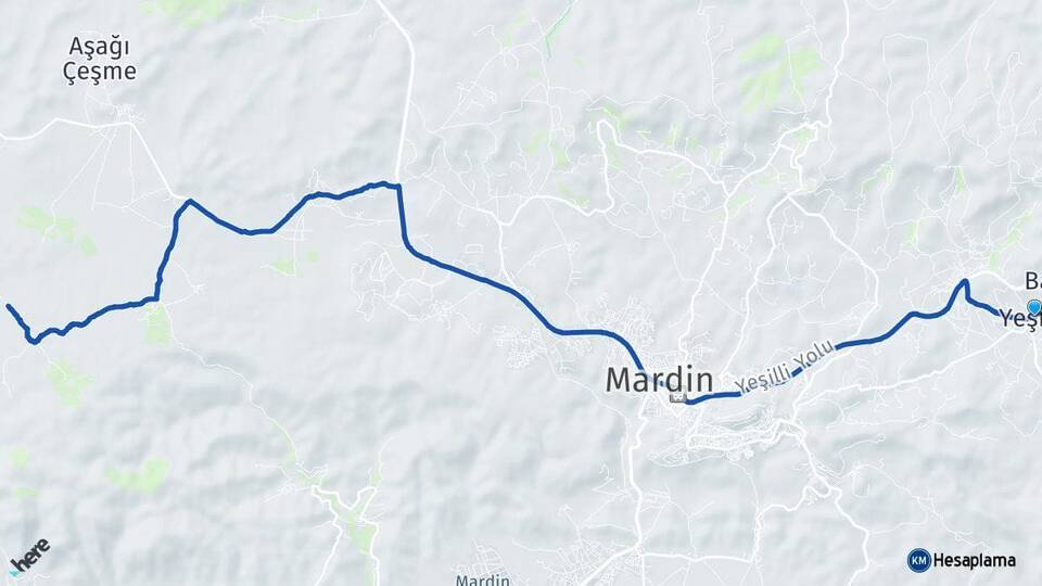 Mardin Yeşilli Artuklu Arası Kaç Km - Yol Haritası