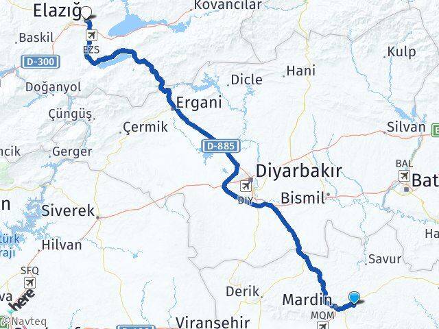 Mardin Yeşilli Elazığ Arası Kaç Km - Yol Haritası