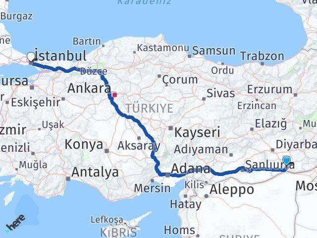 Mardin Yeşilli İstanbul Arası Kaç Km - Yol Haritası