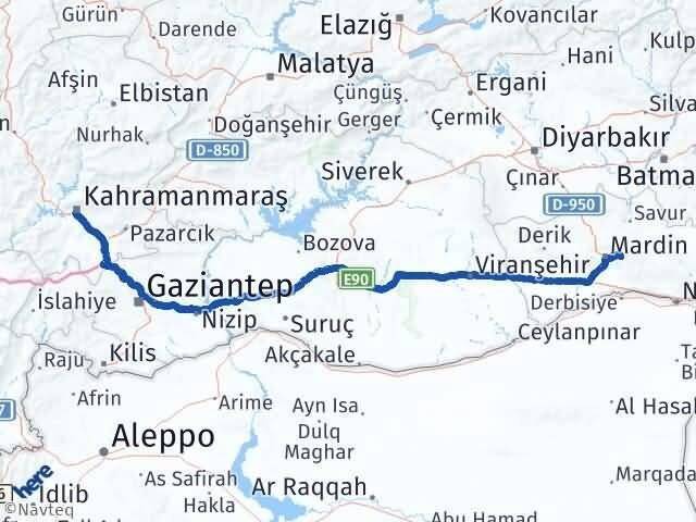 Mardin Yeşilli Kahramanmaraş Arası Kaç Km - Yol Haritası